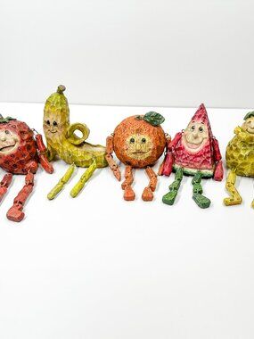 Vintage 80's Resin Fruit Shelf Sitters Boho Witchy Cottagecore Garden Farm Folk